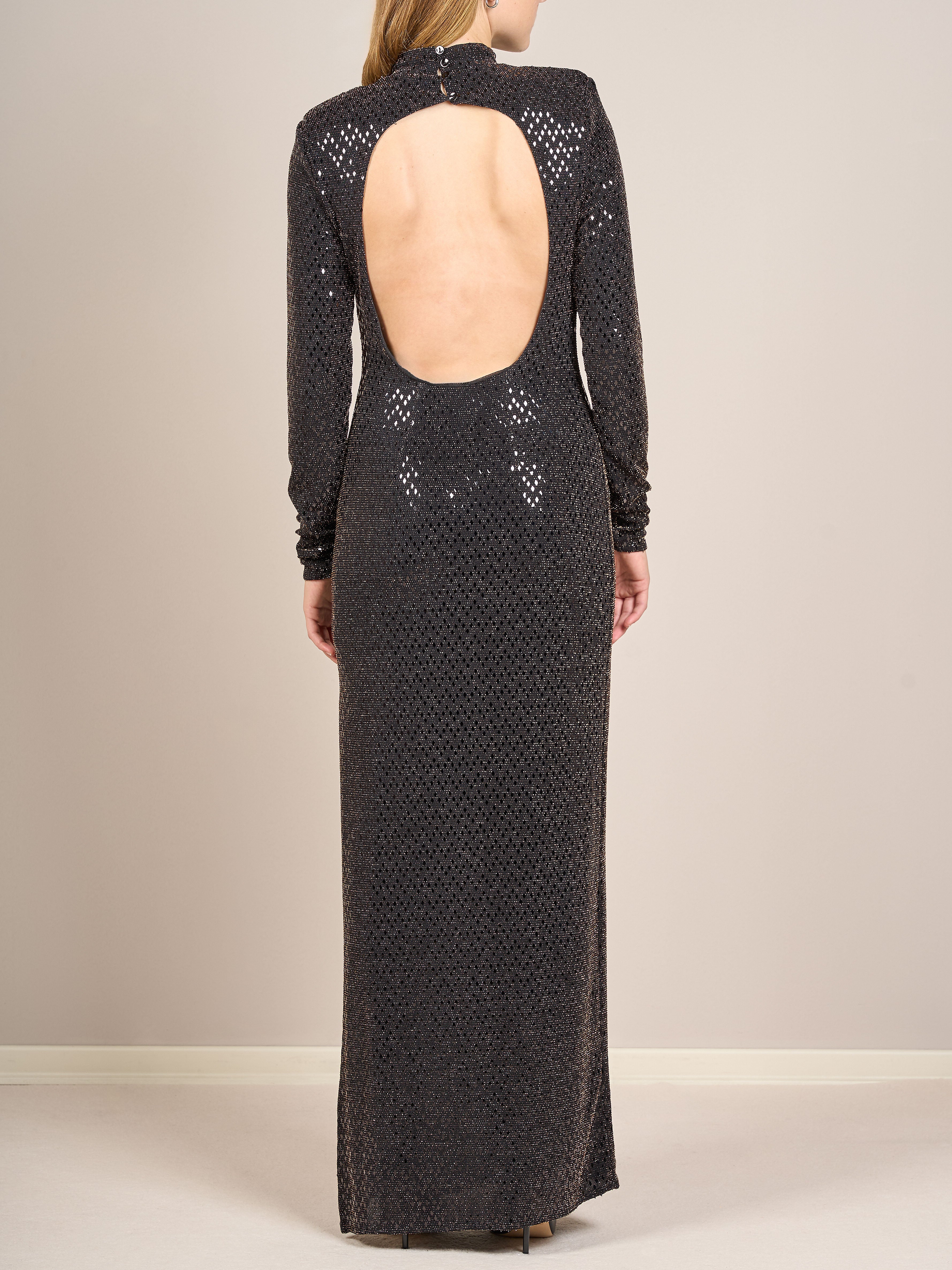 Abito lungo paillettes nere