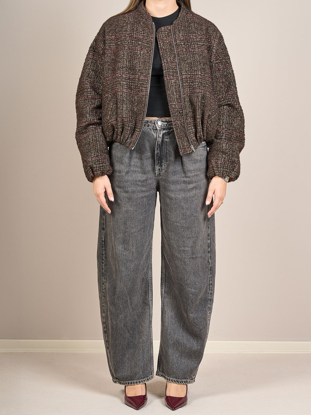 Bomber corto tweed melange