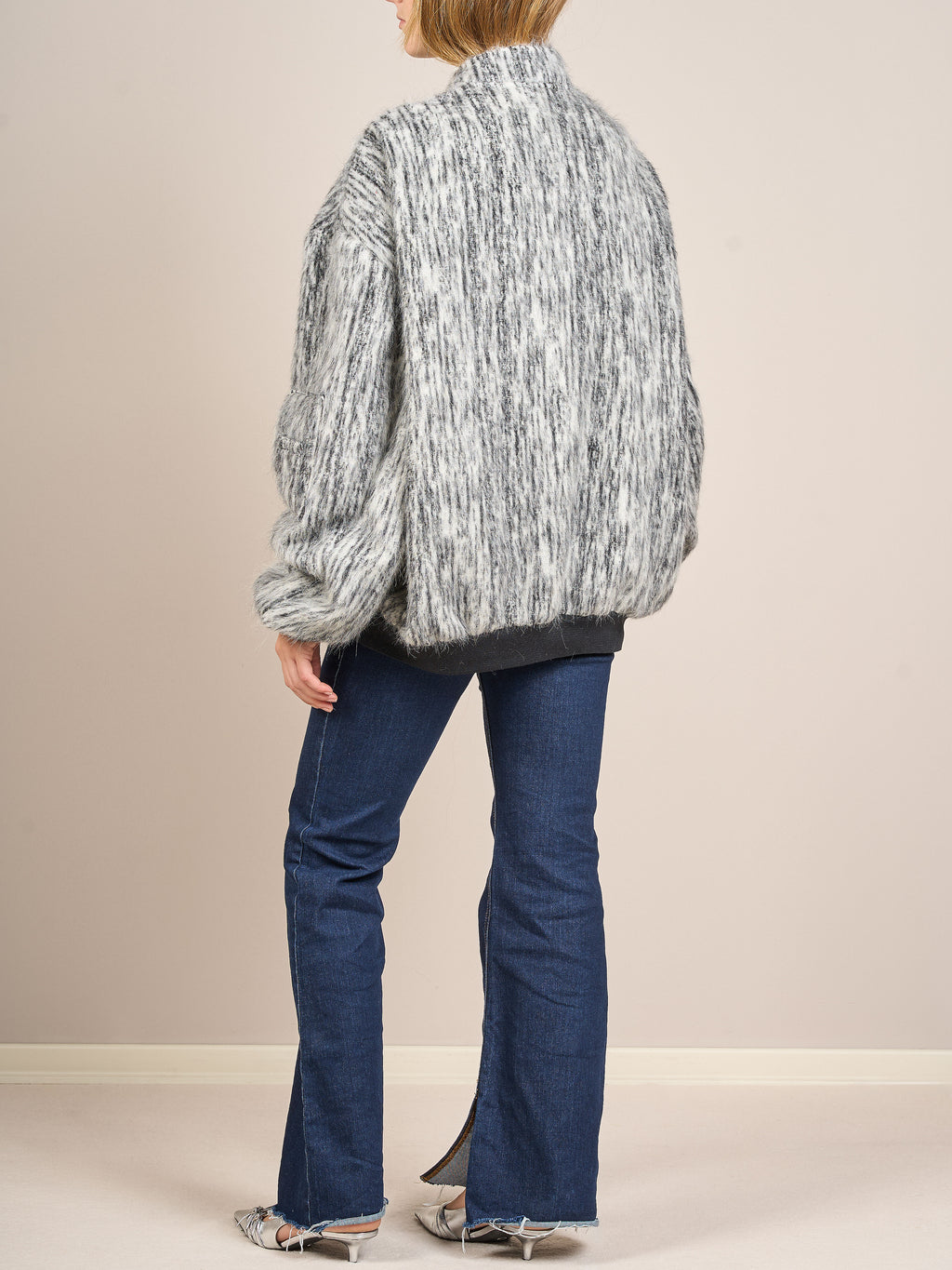 Bomber oversize effetto mohair melange