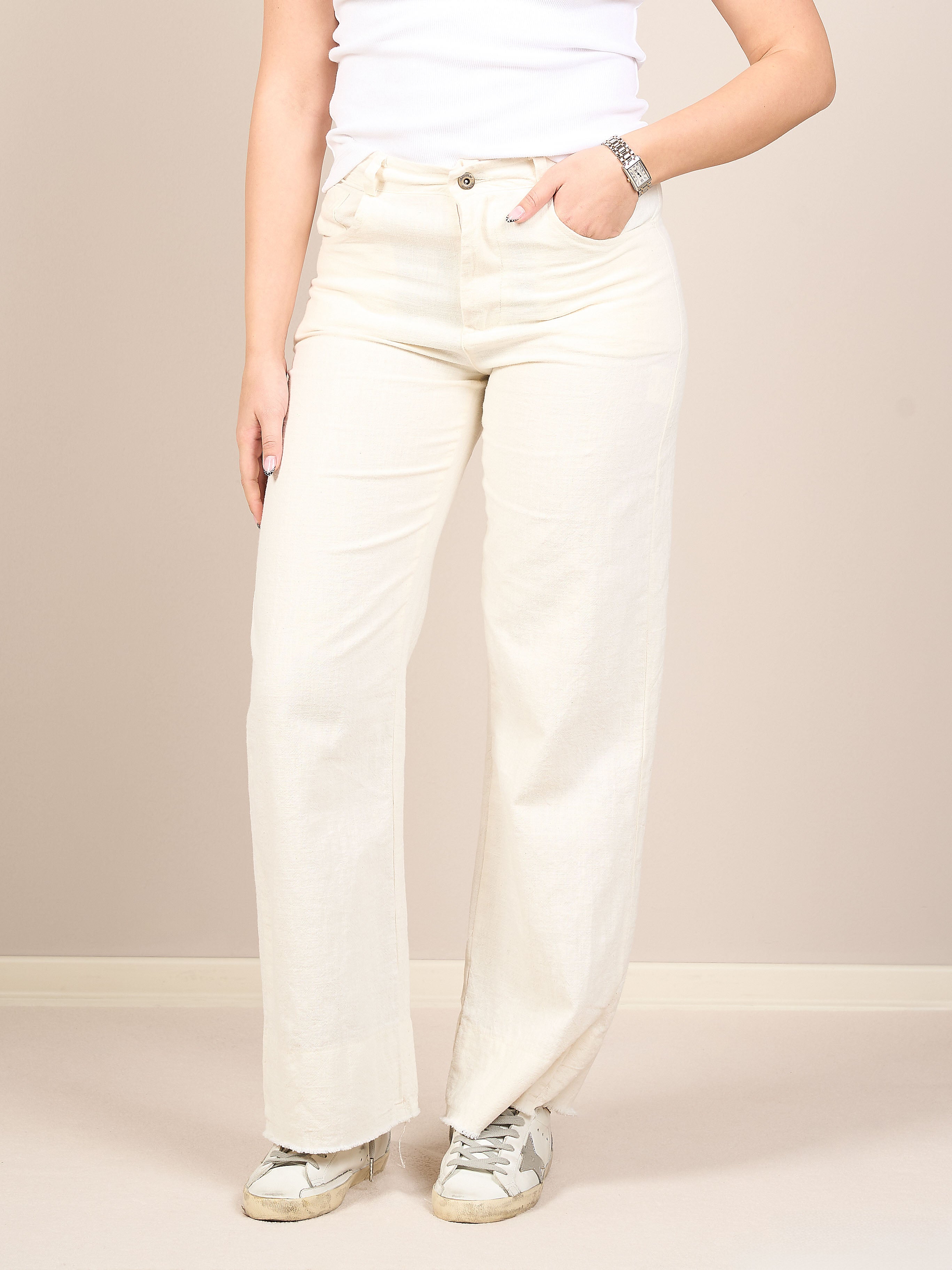 Pantaloni a vita regolare con gamba wide leg