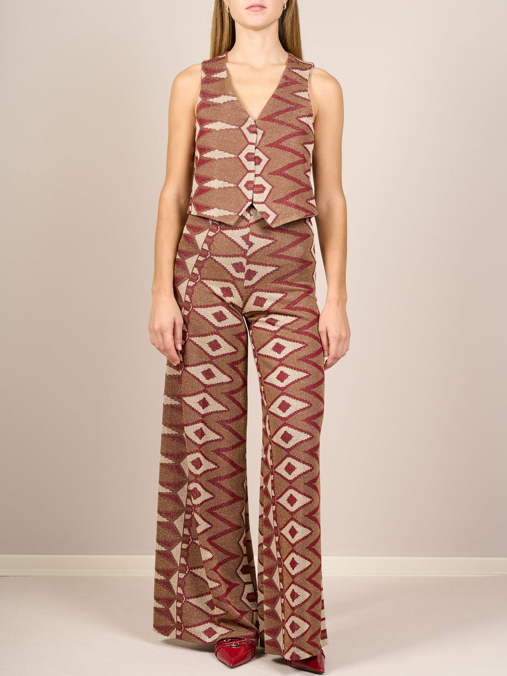 Set coordinato jacquard geometrico